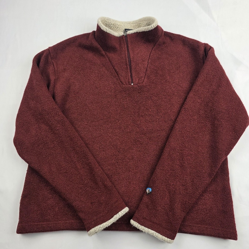 Kuhl Sweater Womens XL Red Alfpaca Fleece 1/4 Zip Mock Neck Pullover Warm